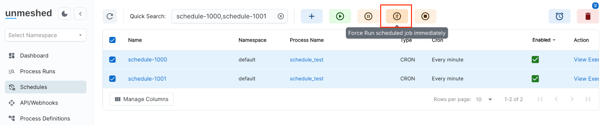 Force Run Schedule