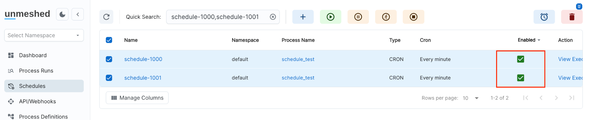 Resume Schedule View