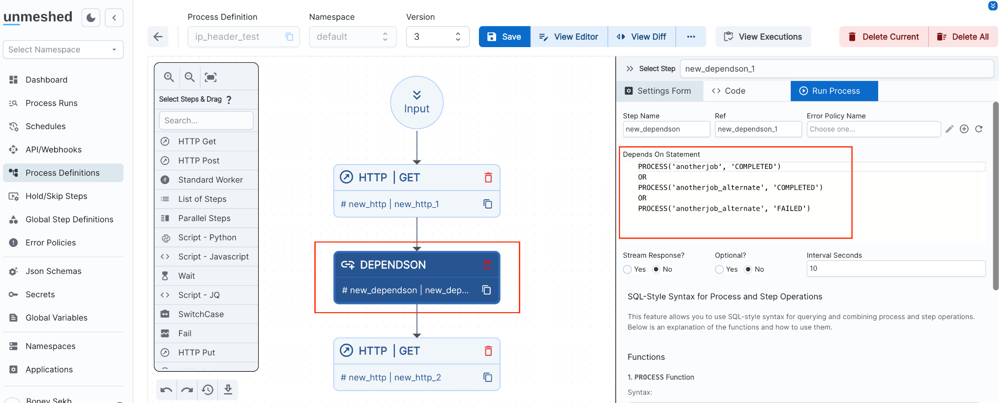 Cross Process Dependencies
